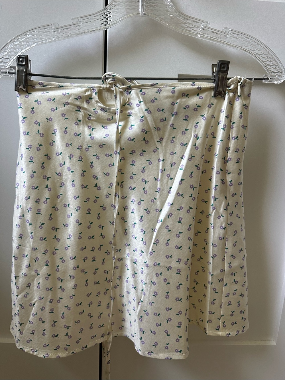 Princess Polly Cream Mini Skirt with Purple Floral Print